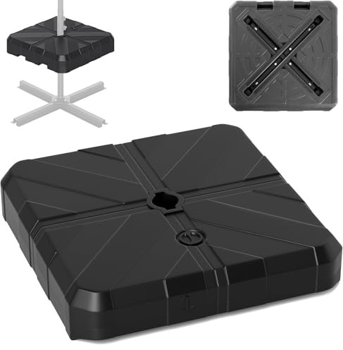 RELAX4LIFE Pied de Parasol Déporté Remplissable d'eau et de Sable 60kg, Base de Parasol pour Mât 38-48mm, Support de Parasol Portable avec Poignées pour Jardin, Terrasse