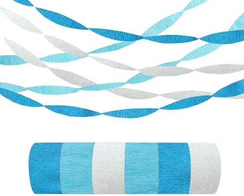 Blaue Geburtstagsparty-Dekorationen, 6 Rollen Krepppapier-Luftschlangen für Geburtstag, Hochzeit, Braut, Babyparty