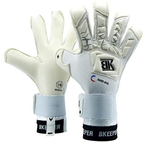 BKeeper Torwarthandschuhe NAOS #25, Weiß, Hybridschnitt, für Erwachsene, Schaumstoff-Kontakt, (7)