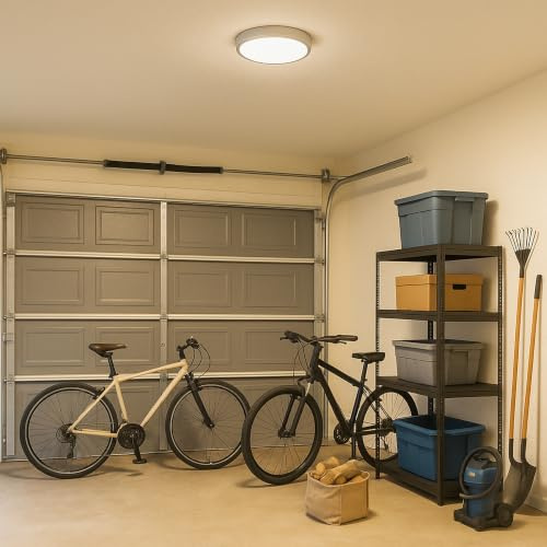 Lightbox LED Deckenlampe flach Ø 27,5 cm, Silber, IP44 Lampe | Spritzwassergeschützte Leuchte für Bad, Küche und Schlafzimmer, langlebige und pflegeleichte Bauform