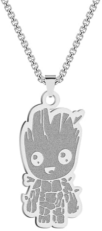SYAVR Acier inoxydable bébé Groot pendentif collier arbre ornement cadeau