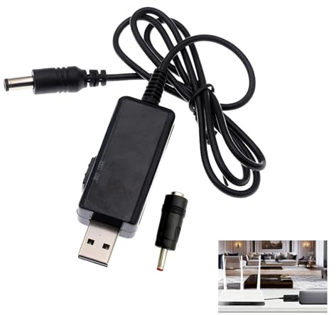 Cable Convertidor USB a DC de 5V a 9V/12V, Adaptador de Alimentación USB con Conectores de 5.5x2.1mm y 3.5x1.35mm para Alimentar Routers, Cámaras y Más Dispositivos Durante Cortes de Energía