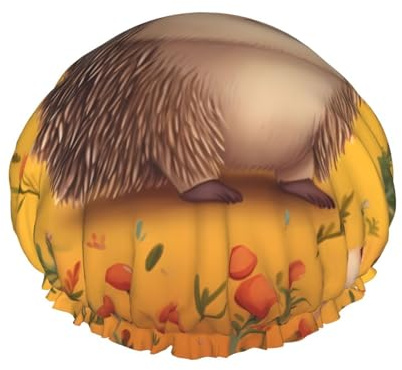 Igel-Duschhaube für Damen, wiederverwendbar, wasserdicht, Duschhaube, doppellagig, große Badehaube, waschbar, Gummiband, Bade-Haarhut, Zöpfe, Herren