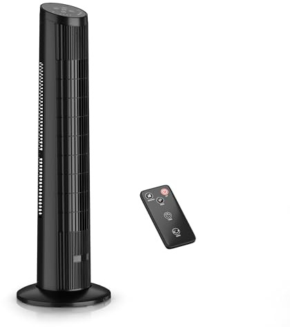 Manastin Tower Fan for Bedroom, 33 Oscillating Fan with Remote, 25ft/s, 25dB Quiet, 3 Speeds&Modes, 15H Timer, Cooling Fans that Blow Cold Air