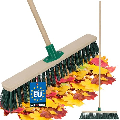 KOTARBAU® Gatukvast - Industrikvast - Uteborste - Sopborste - Bokträ - 50 cm - Grön - Sopkvast - Trädgårdskvast - Nylon Hård Borst - med Trähandtag - för Inomhus Utomhus - Trädgård Gård Verkstad