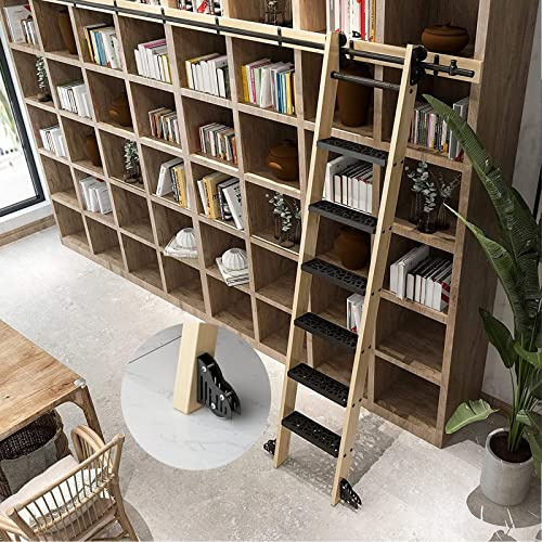 Juego completo de accesorios de escalera deslizante para biblioteca, kit de riel con ruedas de rodillo de acero, tubo redondo de acero, escalera móvil Ra de 300 cm, longitud ajustable
