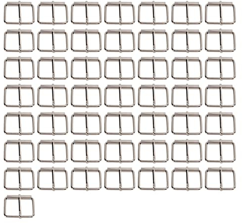 Loinutdbv 50 piezas de hebilla deslizante rectangular ajustable de metal, deslizadores de correas de hierro de primera calidad, bucles de correa chapados en plata para hacer bolsos, arnés