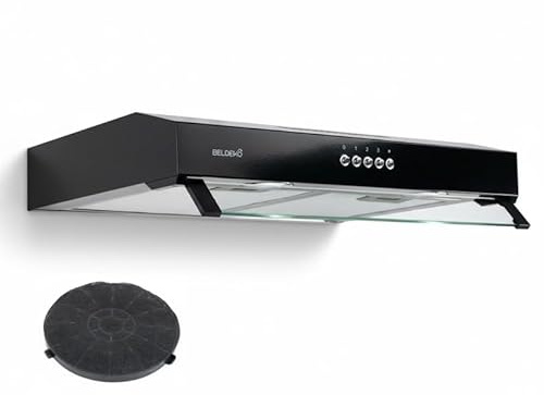 Hotte casquette Rivage 60 cm en noir - Performance A+ design extra-plat Beldeko