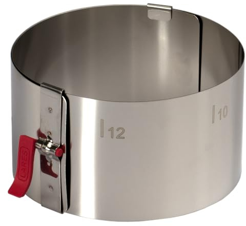 Lares Kakring/tårtring med klämspak – 10–18 cm Ø, H: 7 cm – fjäderbandsstål, steglöst justerbar, med skala – tillverkad i Tyskland