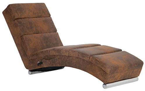 vidaXL Massage Chaiselongue Braun Wildleder-Optik