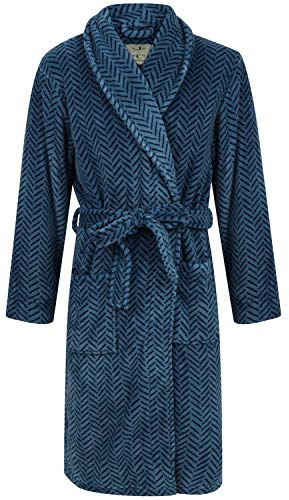 John Christian Robe de Chambre en Polaire, Chevrons Bleus, Homme (L)