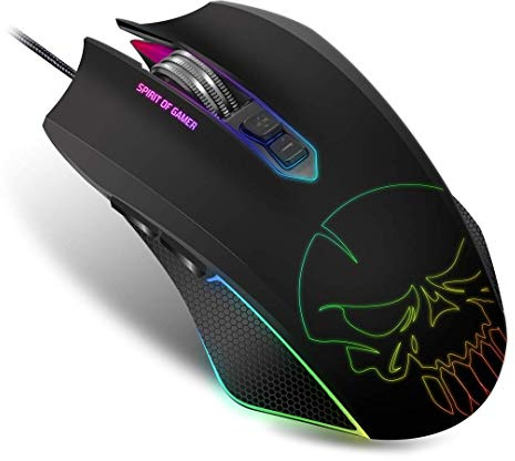 Spirit Of Gamer - Souris Gaming ELITE-M40 - Rétroéclairé LED 10 Effets + Couleurs RVB - 6 Niveaux de Résolution - 4000 DPI Max - 5 Profils Personnalisables - 7 Boutons programmables