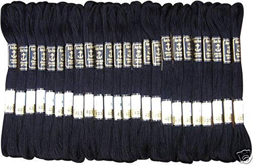 25 Knäuel schwarze Nähknäuel Baumwolle Stickgarn Garn Garn Kreuzstich Garn Kit Basteln für Freundschaftsarmband DIY Haarring Glasflasche (schwarz)