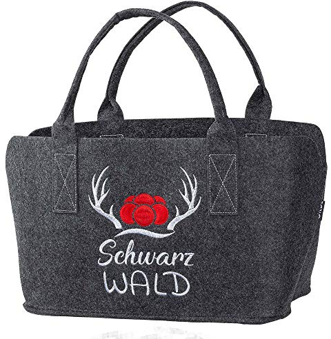 GILDE Filztasche mit Schwarz Wald Logo als Einkaufstasche/Holztasche/Strandtasche – reißfest & trägt viel Gewicht – polstert Ihre Einkäufe sicher ab und besitzt viel Stauraum (Schwarzwald Dunkelgrau)