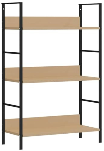 vidaXL Bücherregal 3 Regalböden Standregal Metallregal Küchenregal Schuhregal Bücherschrank Regal Eiche-Optik 60×27,6×90,5 cm Holzwerkstoff
