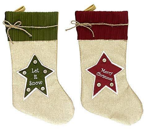 Omenluck Weihnachtsstrümpfe aus Leinen zum Aufhängen, 2 Stück