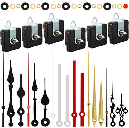 6 Stücke Quarz Uhrwerk Mechanismus uhrwerk für wanduhr uhrwerk mit zeiger mit 6 Paaren Verschiedene DIY Uhrzeiger Batteriebetriebene Ersatzteile Ersatz Motor Kits (20 mm/ 0,8 Zoll)
