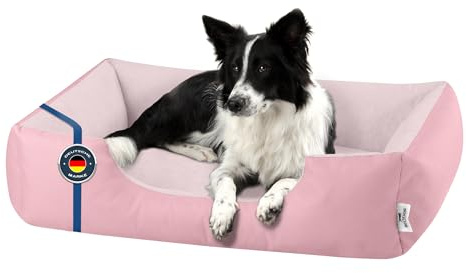 BedDog® Hundsäng Zara, hundsoffa av Cordura, mikrofibervelour, tvättbar hundsäng med kant, hundkudde, fyrkantig inomhus, utomhus, L, PINK-York (rosa)