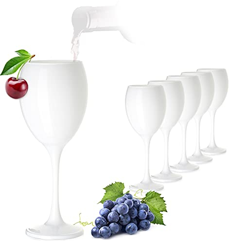 PLATINUX - Juego de 6 copas de vino (cristal macizo, 320 ml, para vino tinto y agua, color blanco