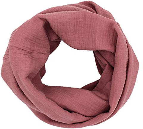 Musselin Loop Schal Schlauchschal 100% feine Baumwolle Damenhalstuch Halstuch Damen Frauen Frühling Herbst ca.160 x 70 cm (Altrosa)