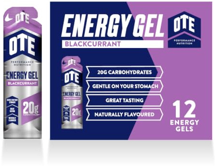 OTE Sports Energy Gels - Cycling Gels with 20g of Carbohydrates - Energy Gels for Running - 56g x 12 (Blackcurrant)