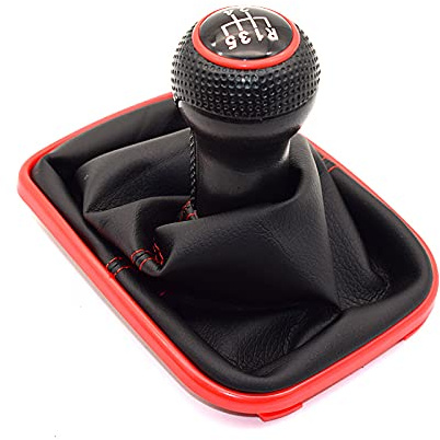 MKptopia 23mm Pomo de cambio de marchas Palanca de cambios Gaitor Boot compatible con VW Golf 4 IV MK4 GTI R32 Bo-ra Je-tta - 5 velocidades Rojo