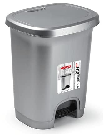 CABLEPELADO - Cubo basura, fácil apertura de pedal, 8 Litros - Cubo Reciclar de plástico Resistente, PP5 - color gris