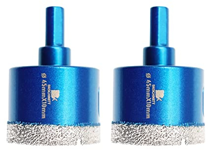 Dry Diamond Core Drill Bit Set,BRSCHNITT 2pcs 45mm Diamond Hole Saw Core Drill Bit with Triangle Shank for Porcelain Tile Ceramic Stone Granite Marble