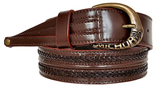 MICHUR Maria Brown Ledergürtel für Herren, Ledergürtel für Damen, Ledergürtel, in der Farbe Braun mit geflochtenen Kanten, Leder