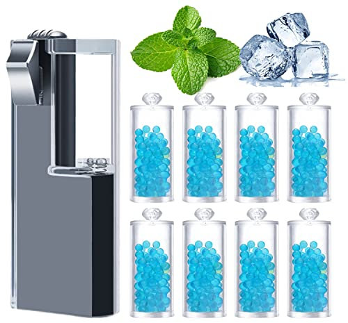 Cápsulas De Mentol Para Cigarrillos,Bola de perla de cápsula de explosión de sabor DIY Mini máquina portátil (800 perlas reventadas + 1 máquina,800 Cápsulas Menta)