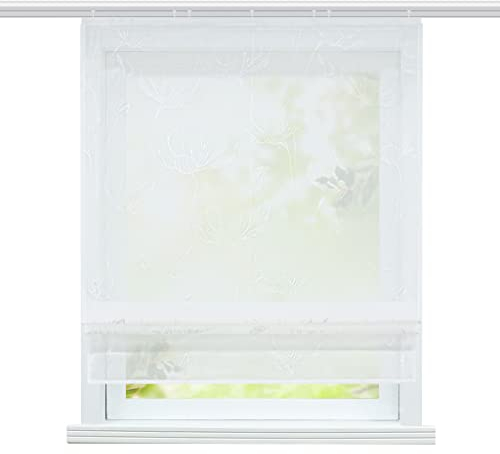 ESLIR Raffrollo mit Klettband Wohnzimmer Raffgardine Voile Küche Gardinen Modern Bändchenrollo Vorhänge Transparent Silber #4 BxH 100x140cm 1 Stück