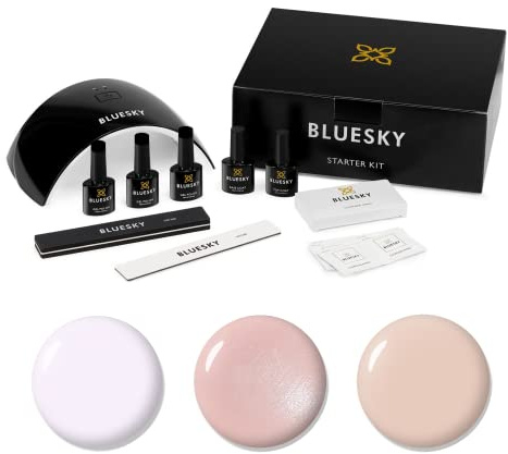 Bluesky Gel Nail Starter Kit, Natural Nudes - 24W Lamp, 3 x 10ml | Three barely-there pinks that pass at work or a wedding, with the coats, wipes and buffer to prep them properly.