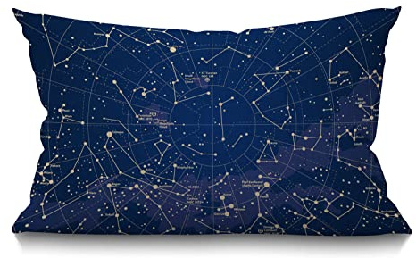 BGBDEIA Federa per cuscino con mappa stellare, 30 x 50 cm, costellazione della città nel cielo notturno, nebulosa rettangolare, federe decorative per la casa, in cotone e lino, copricuscino decorativo