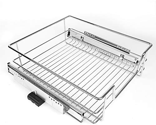 XUANYU DIY Panier de Rangement Coulissant,Tiroir Télescopique d'armoire,Étagère Extensible Cuisine,Rangement Sous Évier,Étagère de Placard Coulissante (Argenté, pour Armoire de 45 cm, 1 Pièces)