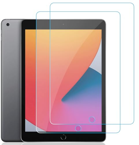 Whioltl Lot de 2, Protection Écran en Verre Trempé pour iPad 9/8/7 (10,2 Pouces, Modèle 2021/2020/2019, 9ème/8ème/7ème Génération), HD Clair Film de Protection, Anti Rayures Sans Bulles-Transparent