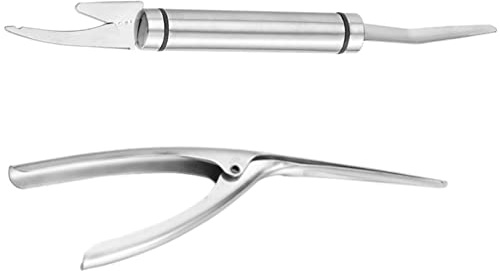Kichvoe Éplucheur de Crevettes Argenté en Acier Inoxydable Portable Outil Double Usage Facile à Nettoyer Ranger 1 Set pour Maison et Restaurant