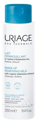 Uriage Lait Démaquillant avec Edelweiss Biologique - Visage et yeux - Nettoie, hydrate et adoucit la peau - Parfum fruité et floral - Haute tolérance - 95% d’ingrédients d’origine naturelle - 250 ml