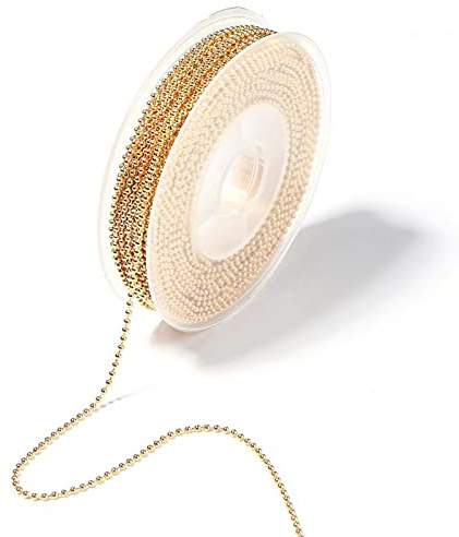4,5 m Kugelperlen, Gliederkette, Rolle, 1,5 mm, Edelstahl, Perlen, Gold für DIY-Armband, Halskette, hängende Ornamente, Schlüsselanhänger, Tags, Kette