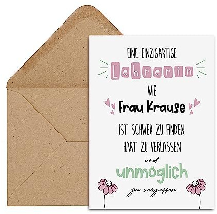 Nastami Postkarte Lehrerin/Lehrer Geschenk Abschied Grundschule PERSONALISIERBAR (Lehrerin)