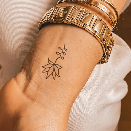 Inkster Tattoo Lotusblume Tattoo | NEU: Verbesserte Qualität | Hautfreundlich & EU Kosmetikzertifiziert | hochwertige Temporäre Tattoos aus pflanzlichen Inhaltsstoffen | wasserfest