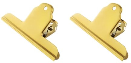 2 Stück Große Verschlussclips, 100mm Edelstahl Lebensmittelclip Metallklammern Papier Klammern für Haus Küche Büro Schule (Gold)