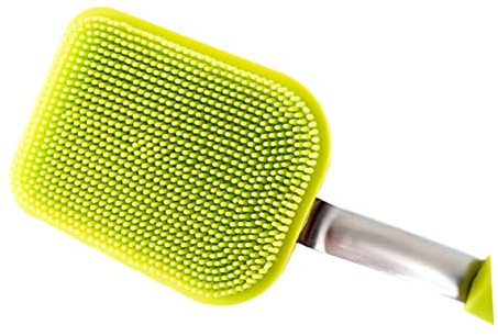 PartyKindom Multi-function Silicone Dish Brush Long Handle Green Versatile Scrubber for Cleaning Dishes Pots and Bowls Easy to Hang for Kitchen Use