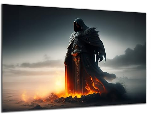 DARO Design - Wand-Bild 6mm HDF 30x20 cm Ritter Flammen - Wand-Deko Bilder Wohnzimmer