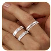 ZHESHY 3 Stück Gold Silber Ring für Frauen 18 Karat Vergoldete goldene Ringe Set Fingerring Daumenring Knuckle Stapelbare Silberringe Verlobungsring Eheringe mit Zirkonia Damen Mädchen Größe 52-64