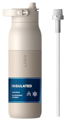 LARQ Swig Top H₂O Bottle 1 Liter /34oz – Insulated Stainless Steel Water Bottle with Integrated Straw – Wide-Mouth, Detachable Handle, BPA Free – Perfect for Gym, Sport, Football, Yoga and Travel