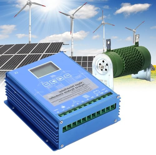 KYZTMHC 12V 24V 48V Controleur de Charge Solaire MPPT 300W 400W 500W 600W 800W 1000W Controleur de Charge Solaire Hybride Éolien Solaire Écran LCD pour Batterie Solaire(24V,600W)