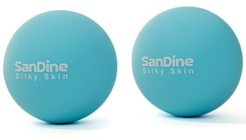 Lacrosse Massage Balls for Deep Tissue - Release Tension, Relieve Muscle Pain Back, Shoulders, Neck - Ideal for Myofascial Release Trigger Point Therapy - Firm Yoga Balls - 2Pack by Sandine (Blue)