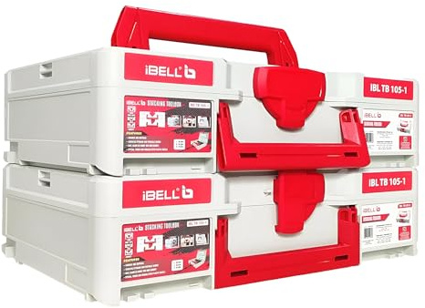 iBELL TB105-1 Große stapelbare Werkzeug-Aufbewahrungsbox, robustes PC + ABS, 40 kg Tragkraft, 39 x 30 x 11 cm Behälter (2 Stück)
