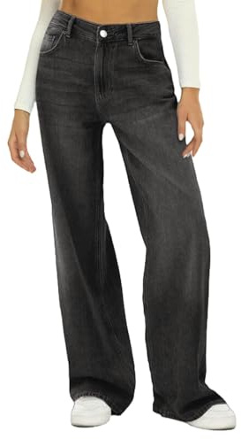 Jeans Pierna Ancha Sueltos Mujer-Negro-S