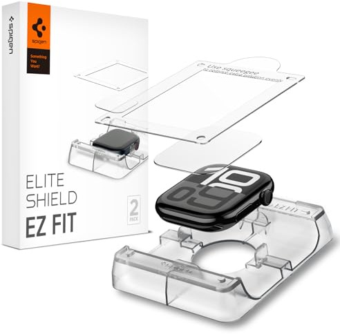 Spigen Eliteshield EZ Fit Schutzfolie [2P] für Apple Watch 11 46mm | Apple Watch 10 46mm, Positionierhilfe für Installation, Anti-Kratzer, EPU-Folie, Kristallklar